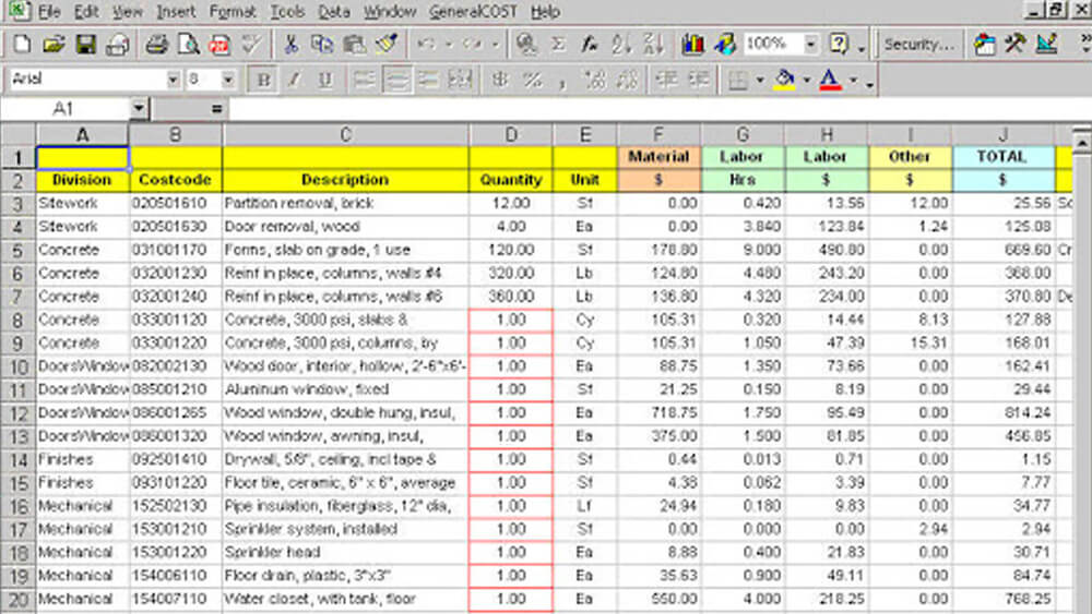 Departure Assessment with spreadsheets