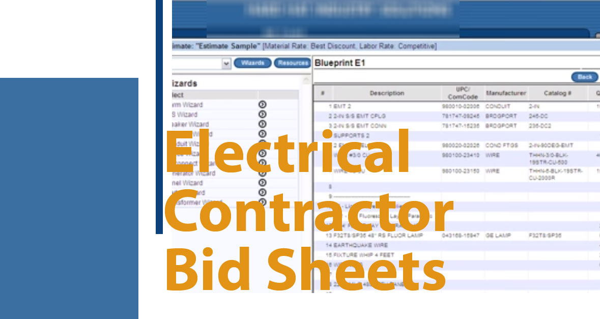 Electrical Contractor Bid Sheets